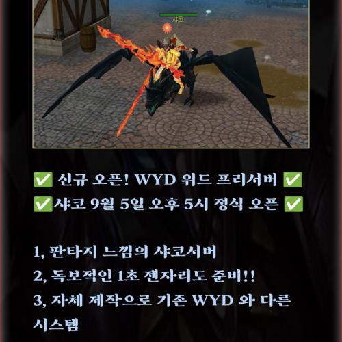 ✅ 신규 오픈! WYD 위드 프리서버 샤코 9월5일 오후 5시 정식 오픈 ✅